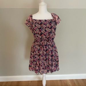 Row A Pink & Blue Floral Smocked Sun Dress